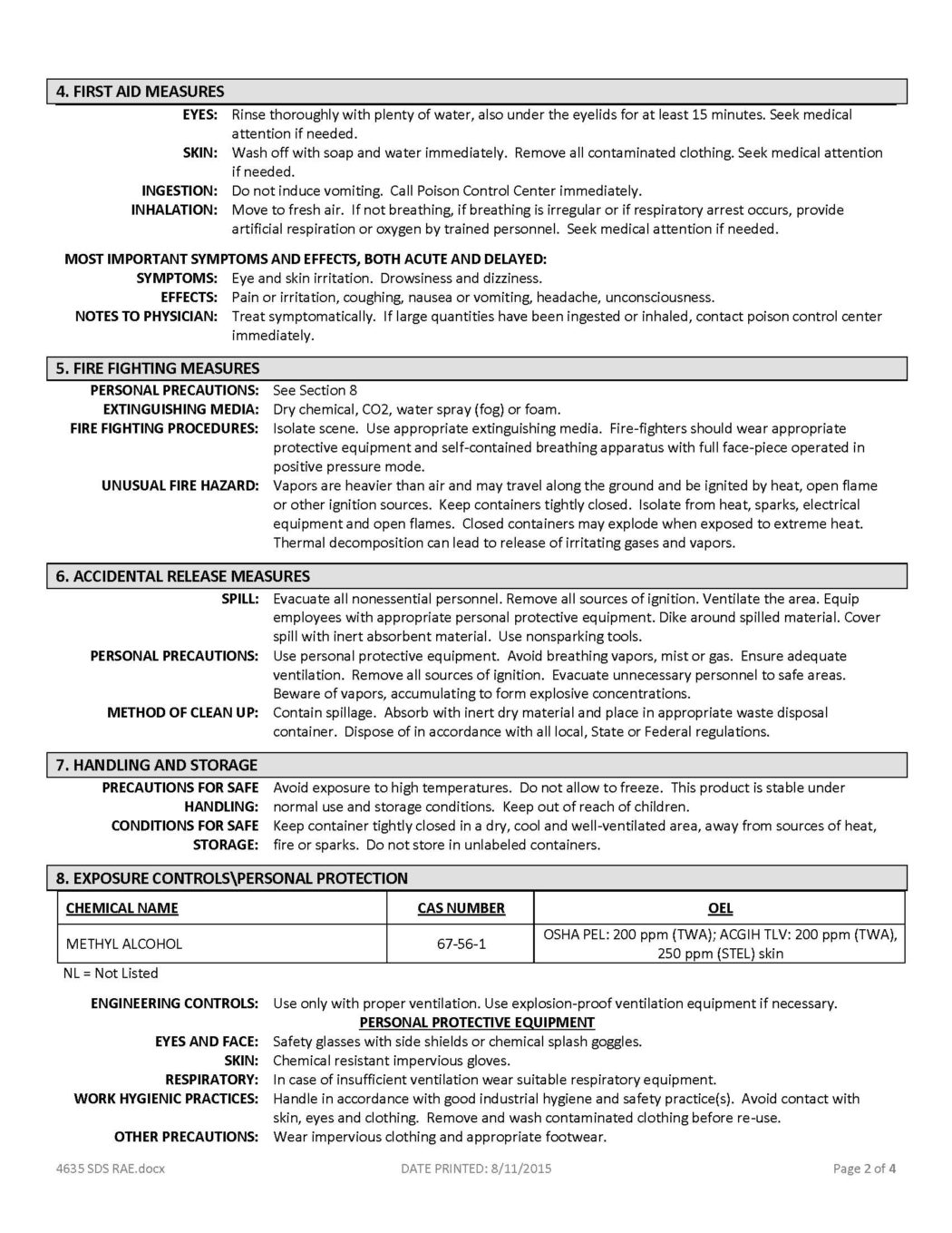 RAE #4635 Ultra Fast-Dry Latex Traffic & Zone Marking Paint - SDS
