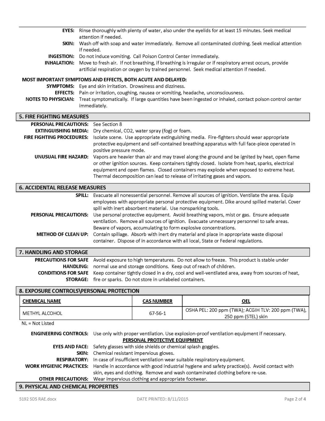 RAE #5192 Green Fast Dry Supreme Latex Traffic & Zone Marking Paint - SDS