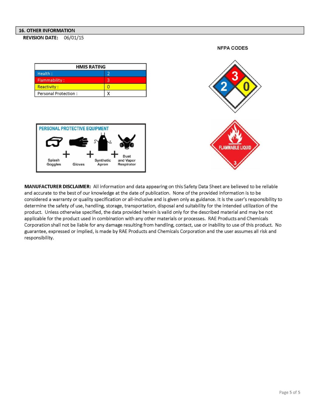 RAE # 5374 Blue – Acetone Acrylic Low-VOC Traffic Marking Paint – SDS