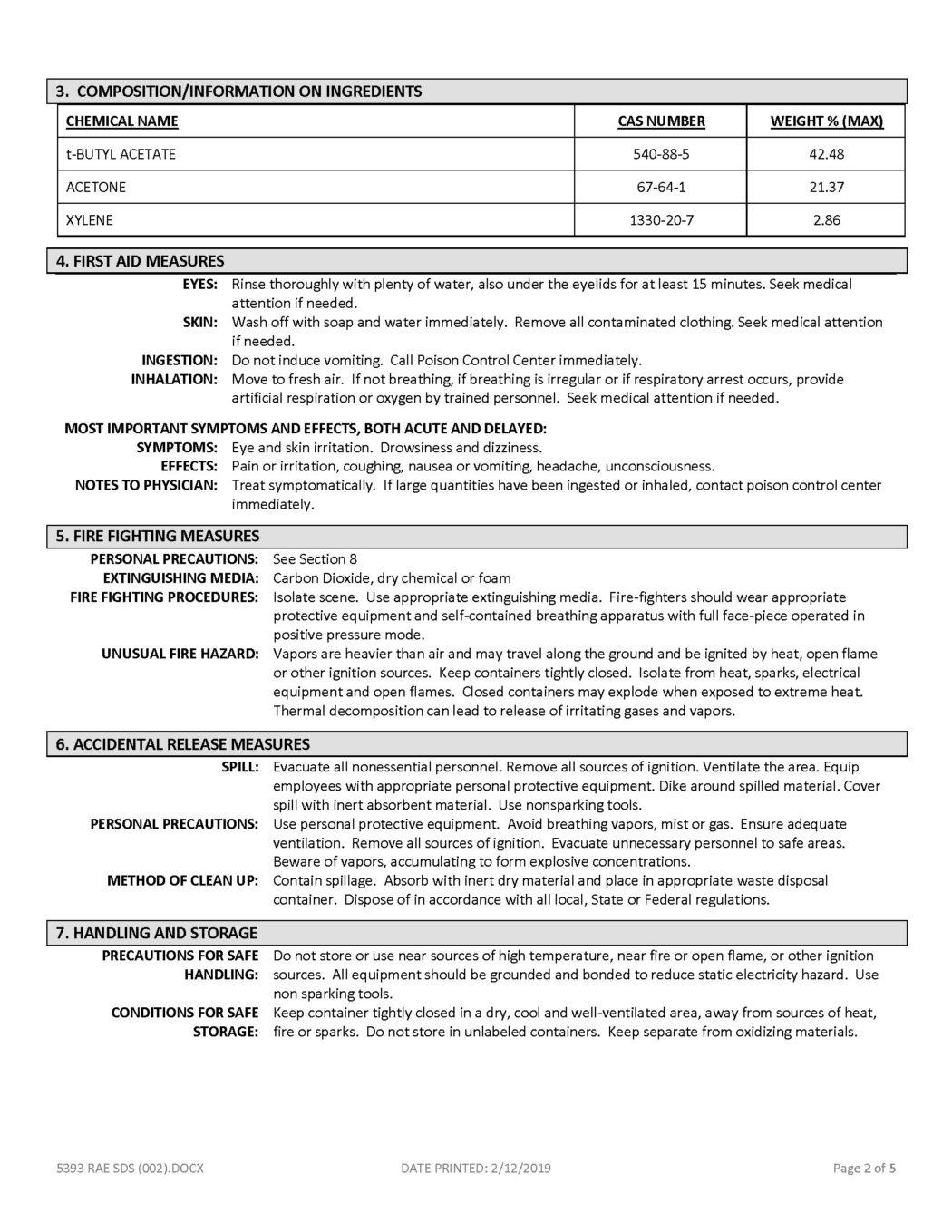 RAE 5393 Clear Traffic Marking Paint Sealer - Product Data Sheet - SDS