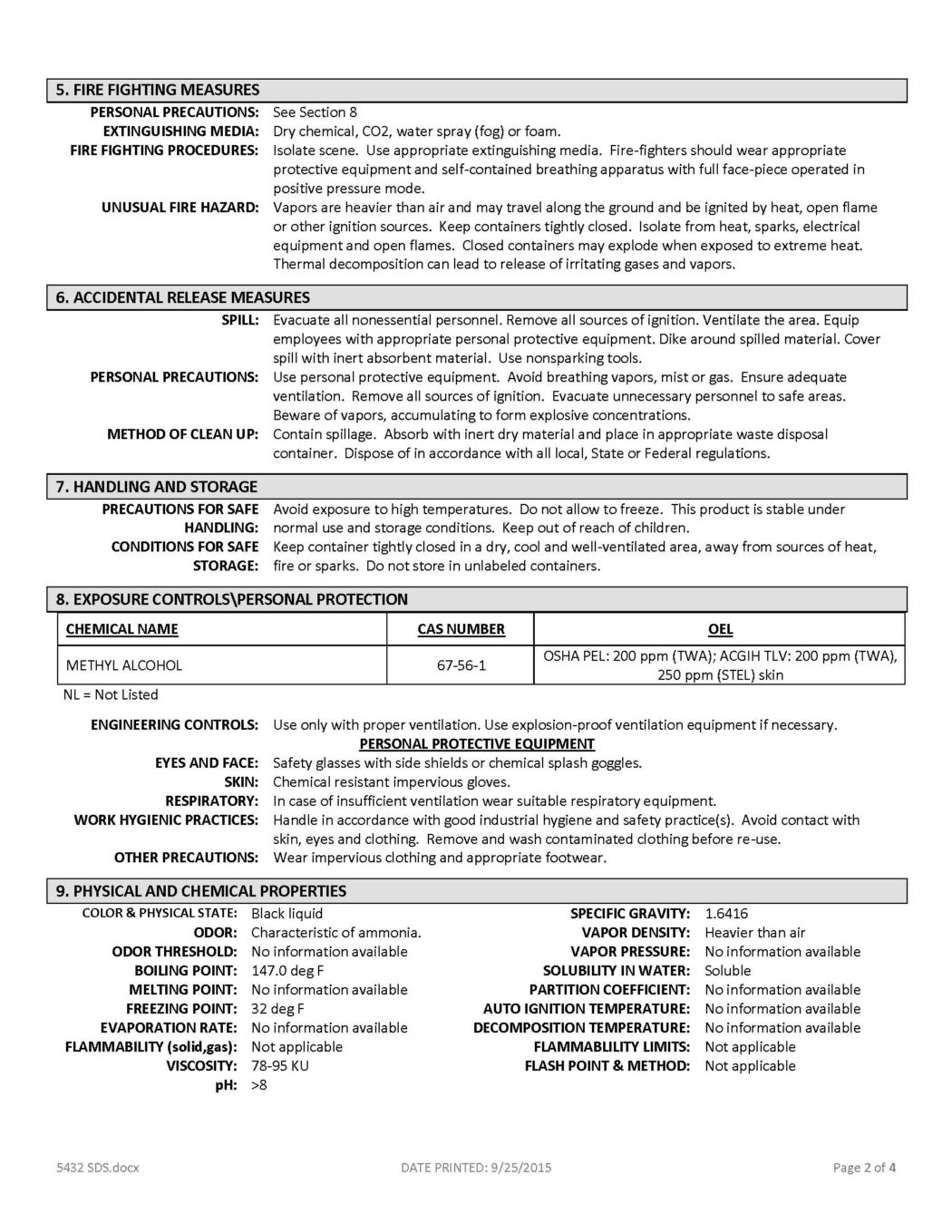 RAE #5432 Black Hi-Build Latex Traffic & Zone Marking Paint - SDS