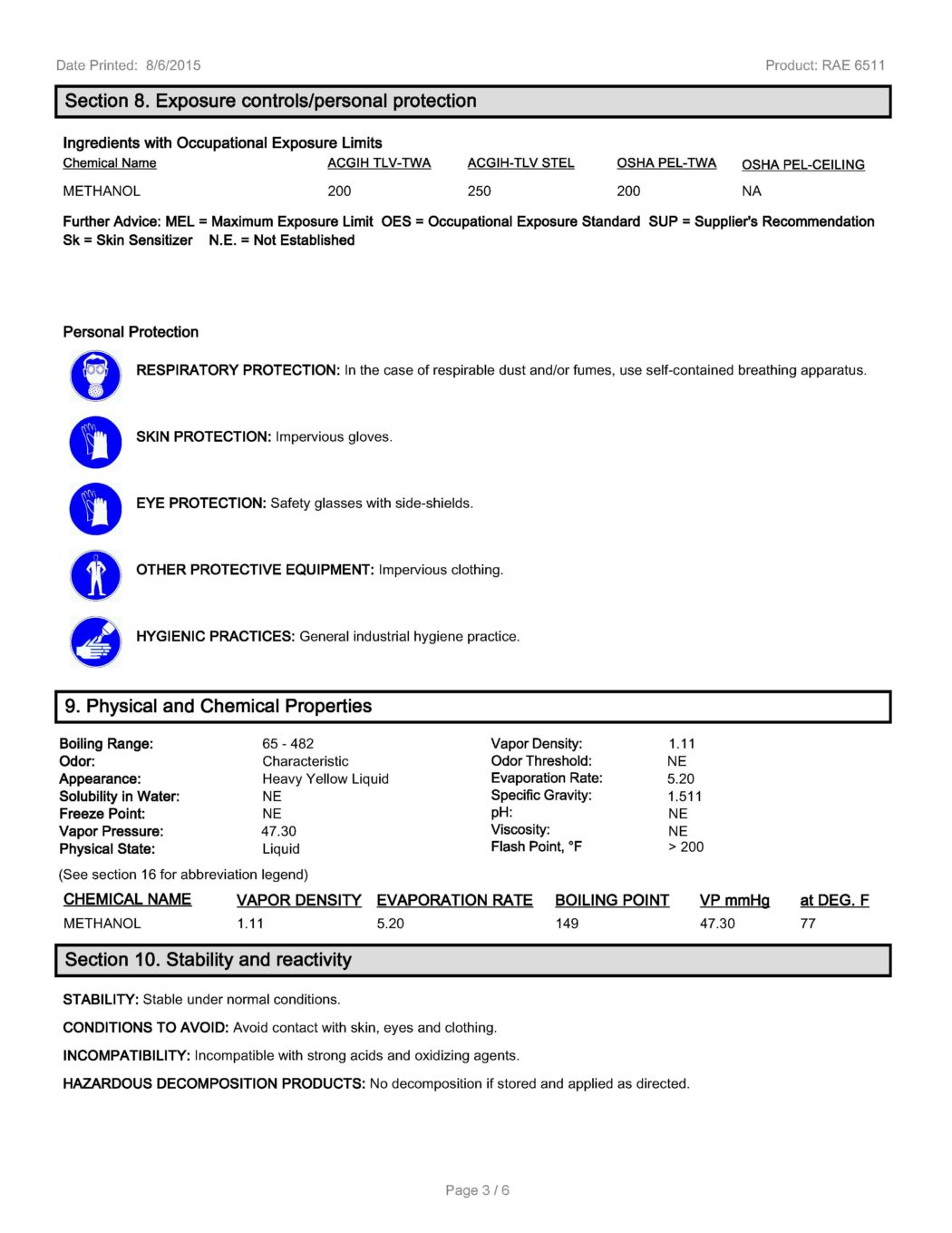 RAE #6511 Yellow Fast Dry Latex Traffic & Zone Marking Paint - SDS