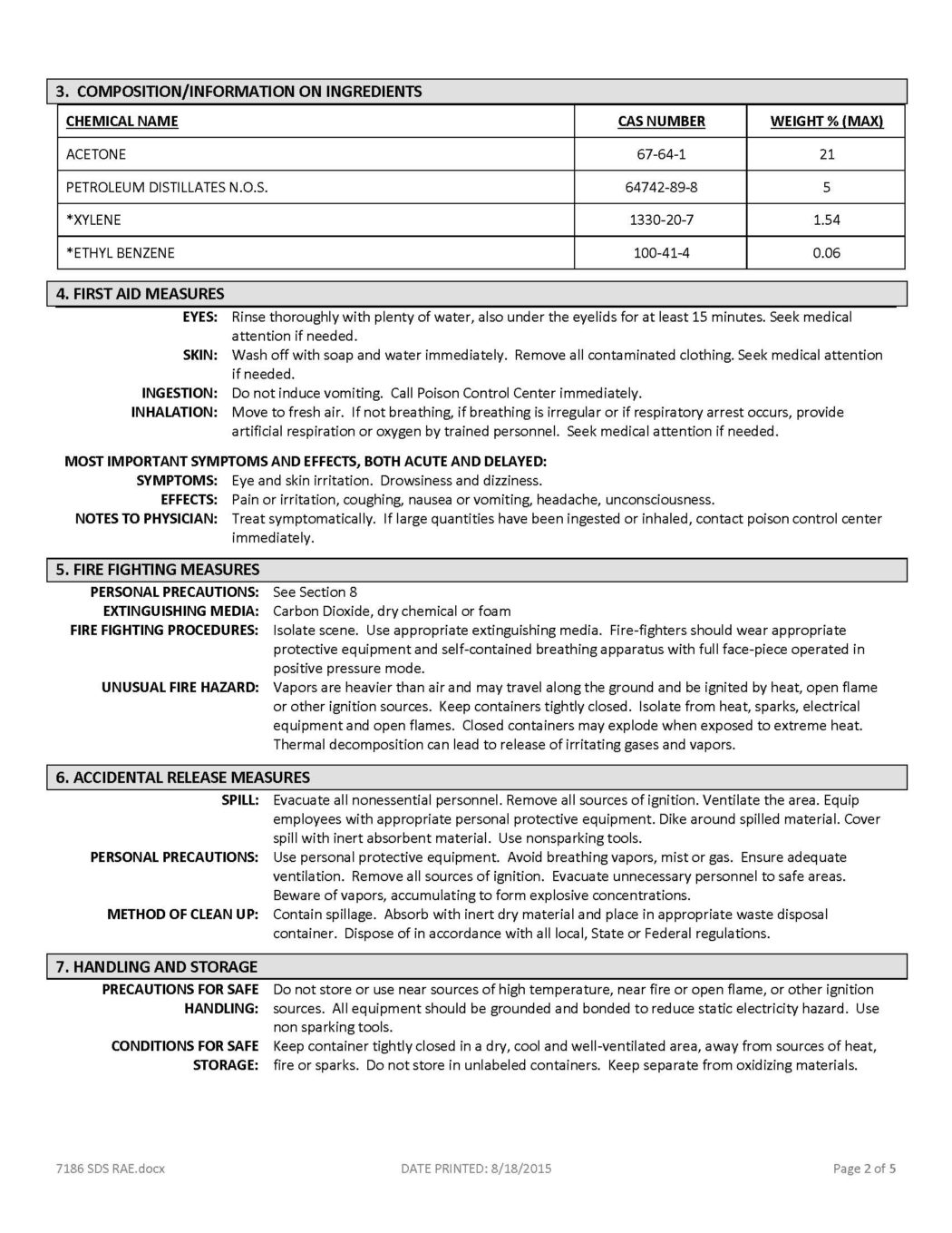 RAE # 7186 Black - Chlorinated Rubber Low-VOC Traffic Marking Paint – SDS