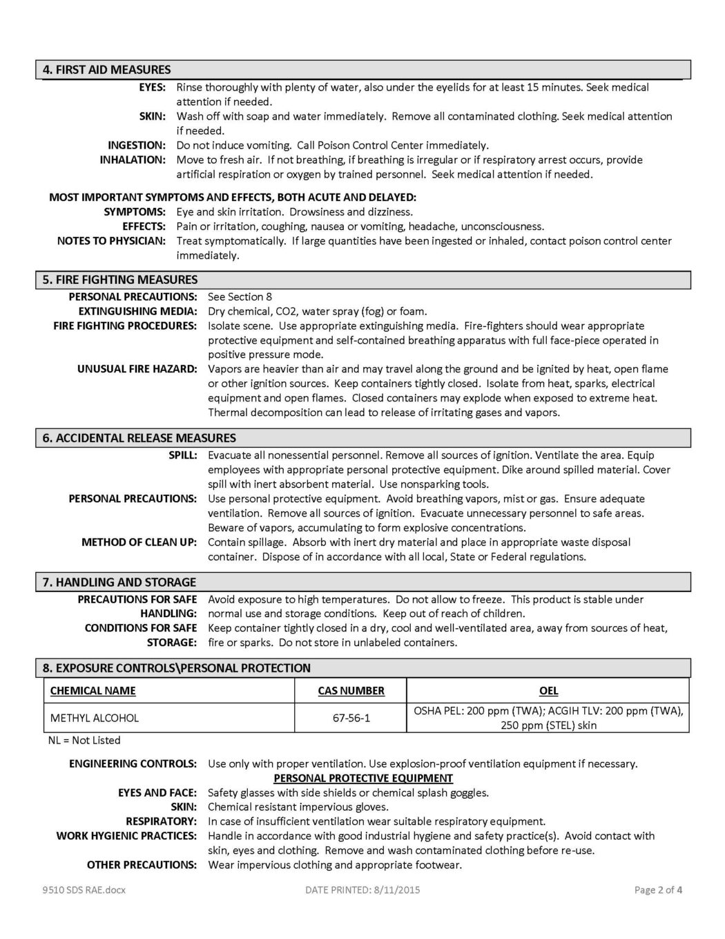 RAE #9510 White Fast Dry Supreme Latex Traffic & Zone Marking Paint - SDS