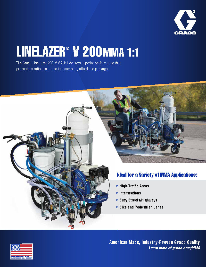 The Graco LineLazer V 200MMA is an airless plural component 1:1 proportioned sprayer with pressurized beader
