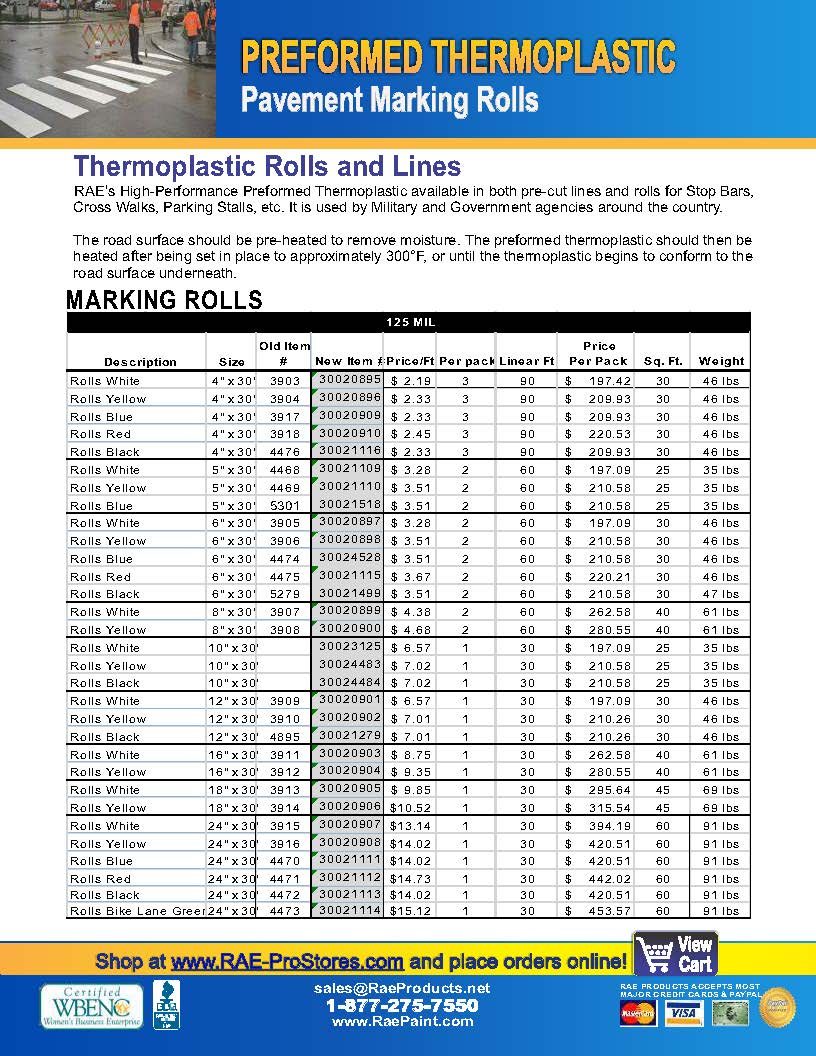 RAE Products Preformed Thermoplastic Sales Flyer 2024