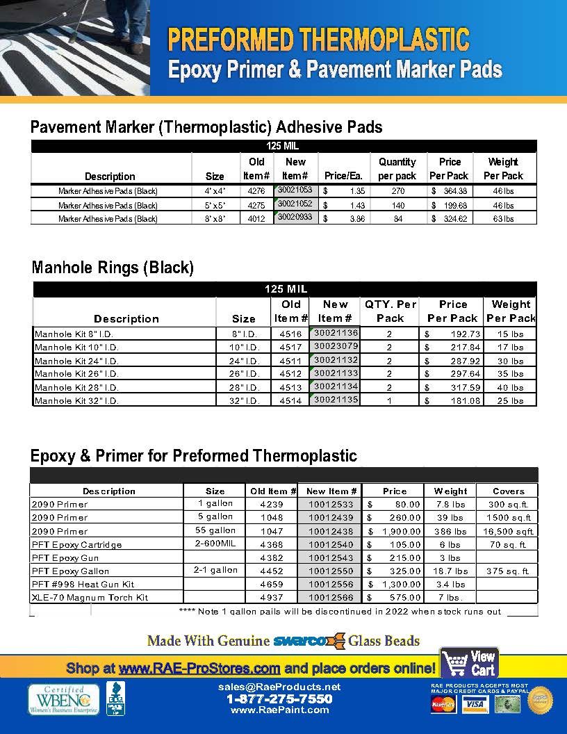 RAE Products Preformed Thermoplastic Sales Flyer 2024
