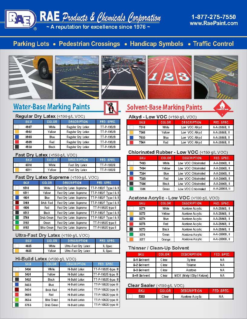 RAE Products Traffic & Zone Marking Paint Catalog