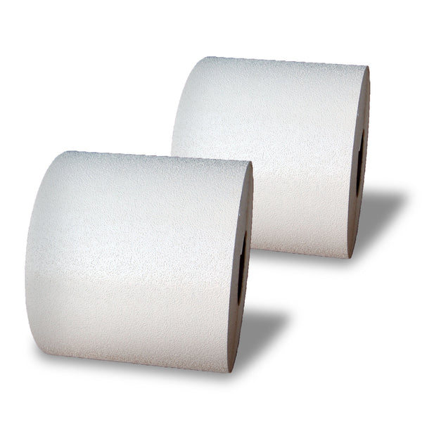 Preformed thermoplastic rolls in white and yellow, neatly coiled and ready for application on pavement markings