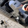 CEMAR thermoplastic road marking machine applying pavement markings on a roadway, featuring precision heating and application technology for professional traffic striping operations.