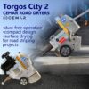 CEMAR Torgos City 2 road dryer machine designed for dust-free pavement drying and surface preparation prior to road striping and pavement marking applications.