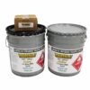 RoadZilla Yellow 1:1 Spray MMA traffic marking system featuring Part A resin, Part B component, and MMA catalyst box displayed together for high-performance yellow pavement marking applications.