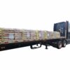 Truckload of Potters Illinois Type 1 Glass Beads palletized and secured on a flatbed trailer for delivery to pavement marking and traffic striping contractors.