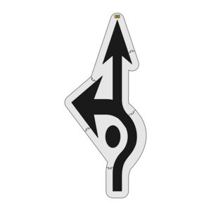 232" California DOT Roundabout Left and Straight Arrows Stencil