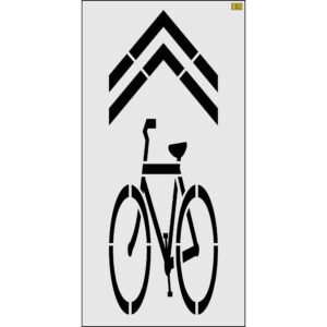 112" Massachusetts DOT Bike Symbol with Chevron Stencil