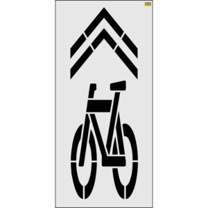 111" New Jersey DOT Bike Symbol with Chevron Stencil