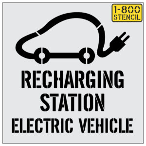Recharging Station EV Symbol with Tail plug Stencil (21"-30")